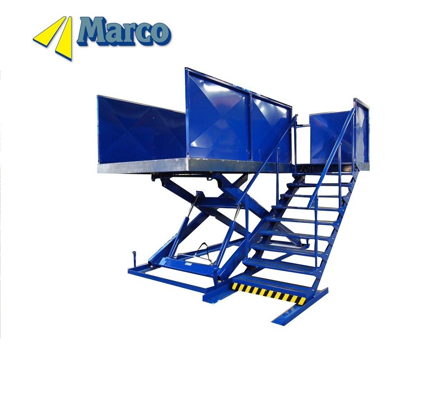 Mechanizm podnoszenia nożyczką Placówka hydrauliczna do pracy o pojemności 1000 kg i przymocowanym schodem
